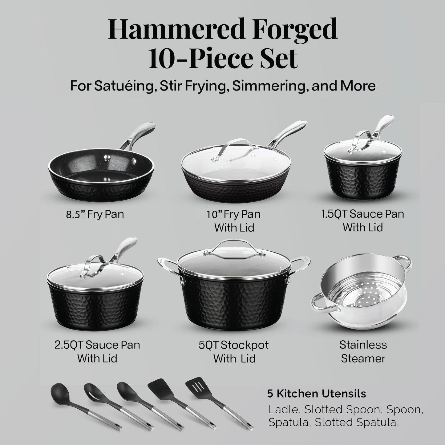 Hammered Black Cookware Bundle