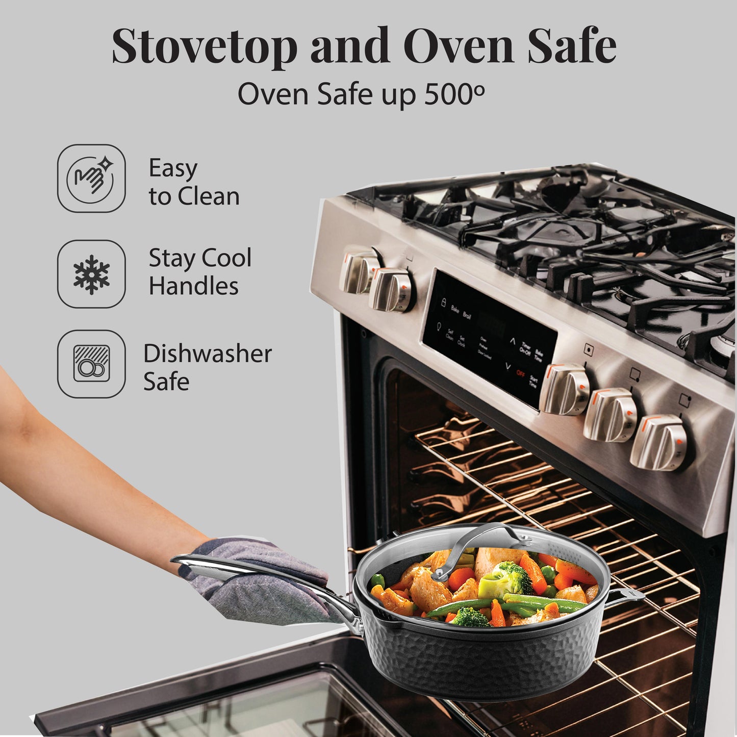 Hammered Black Sauté Pan & Lid