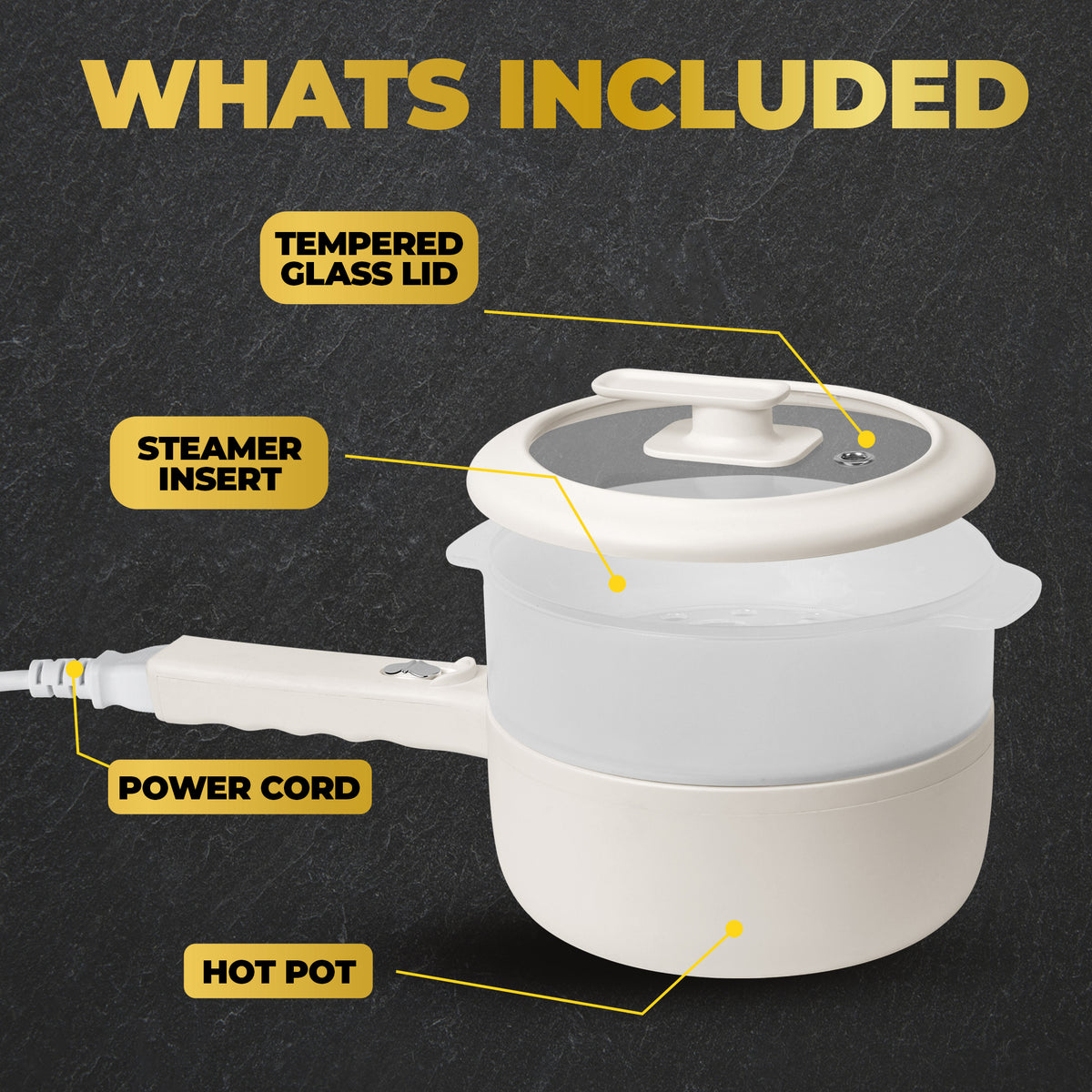 Ceramax Electric Cooker Nonstick Ceramic Skillet Pan Hot Pot Mini Cooker with Lid Steamer