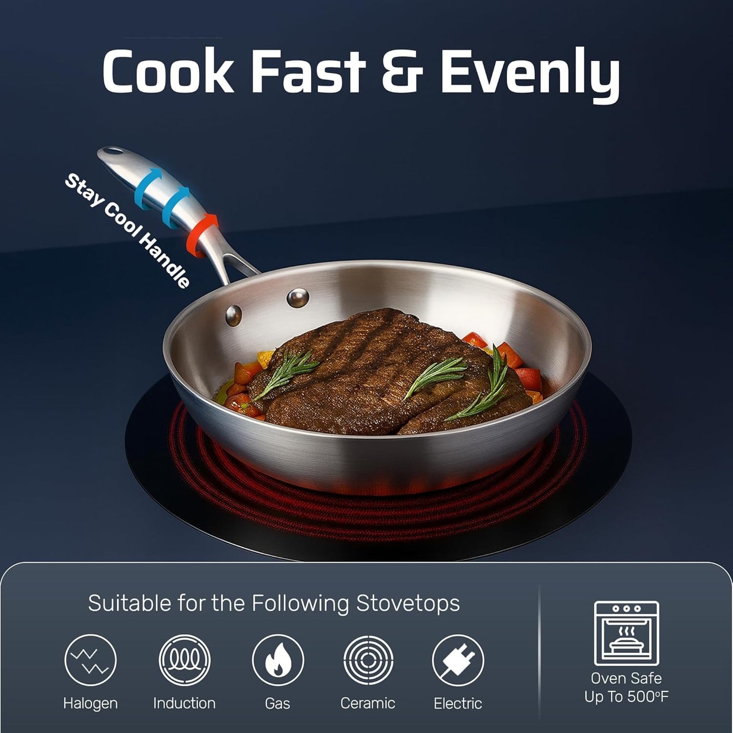 10 Piece Tri-Ply Stainless Steel Cookware Set