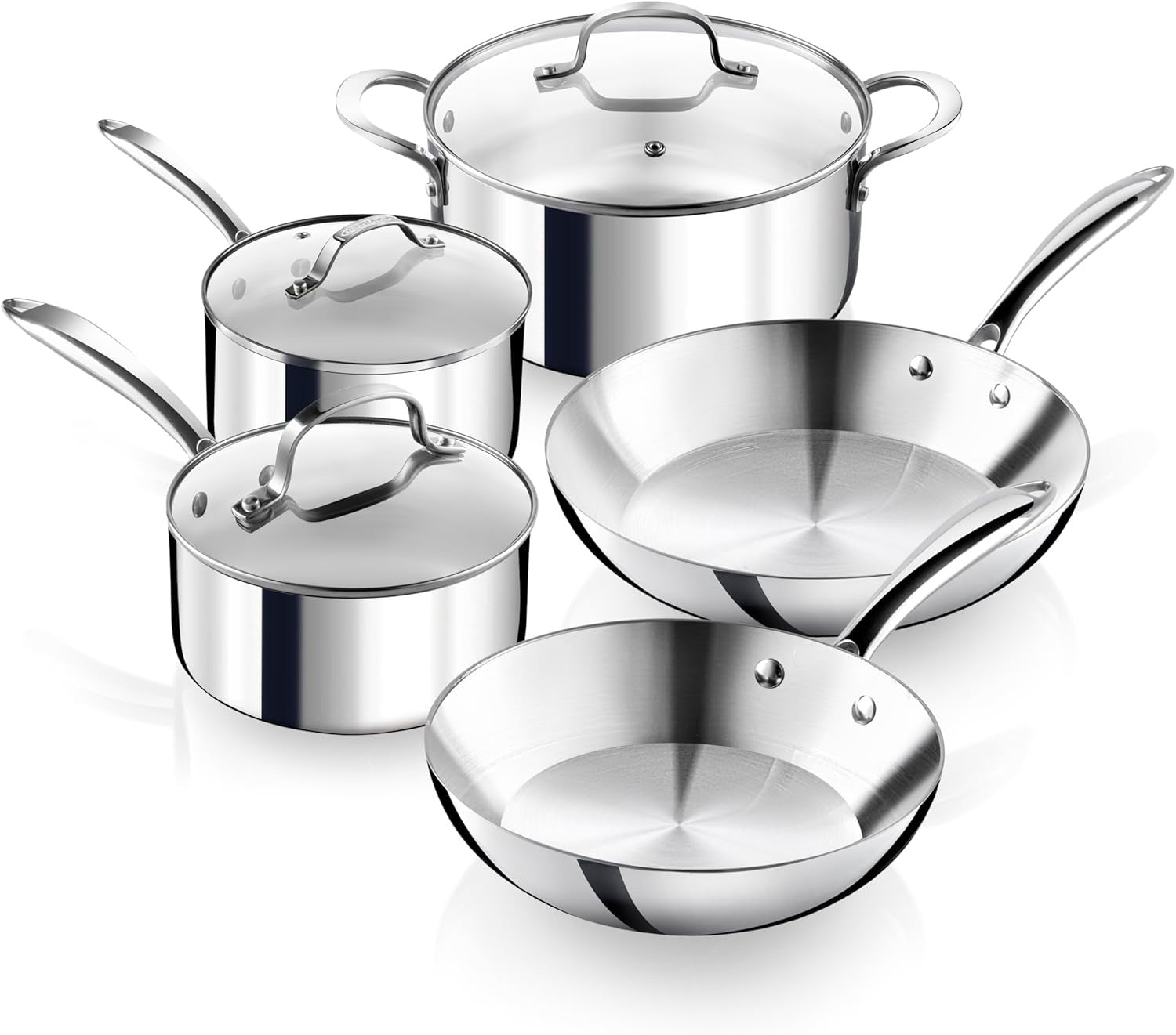 10 Piece Tri-Ply Stainless Steel Cookware Set