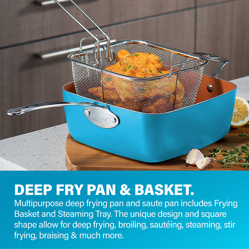 Gotham Steel 32 Pcs Cookware Set Bakeware and Food Storage Set Nonstick Pots and Pans Set Blue