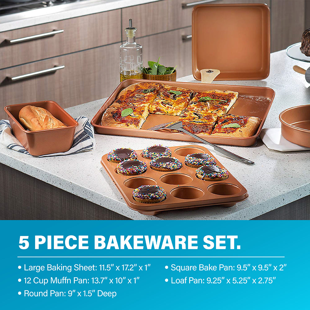 Gotham Steel 32 Pcs Cookware Set Bakeware and Food Storage Set Nonstick Pots and Pans Set Blue