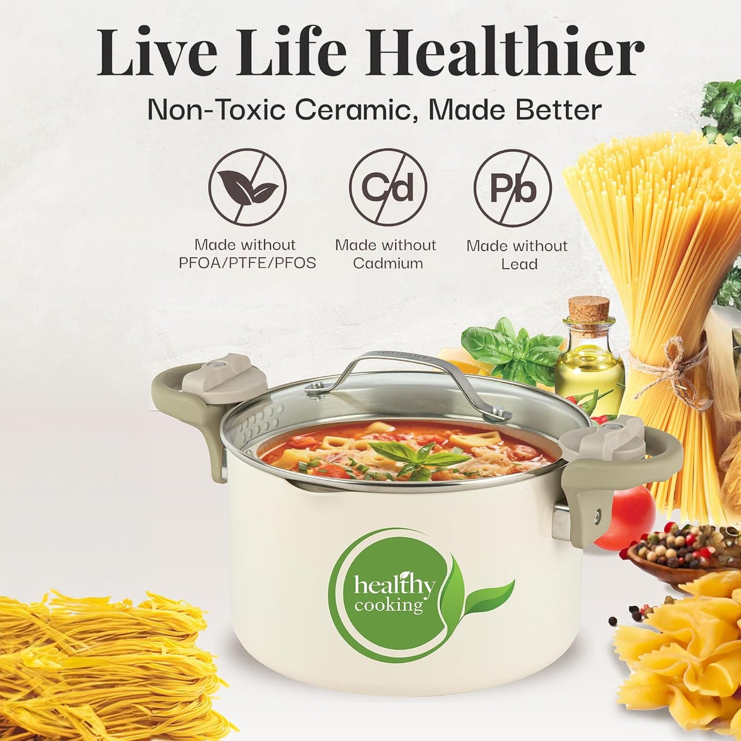 Natural Collection 5 Qt. Pasta Pot in Cream