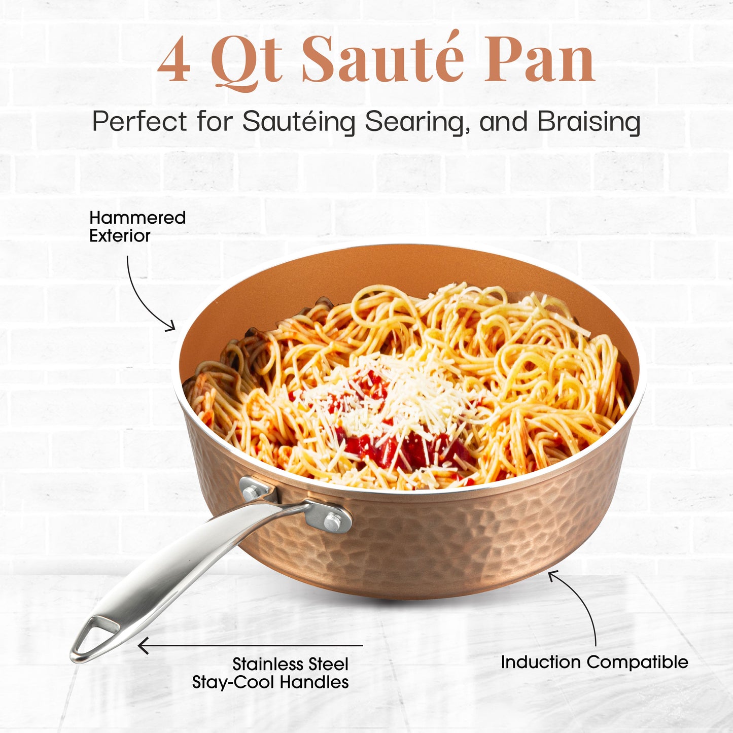 Hammered Copper Sauté Pan & Lid