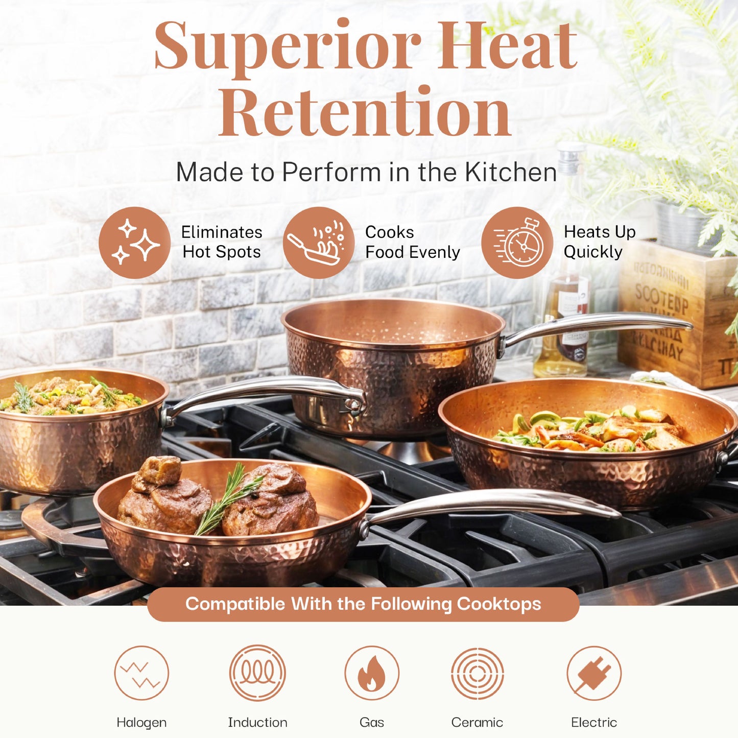 Hammered Copper Sauté Pan & Lid