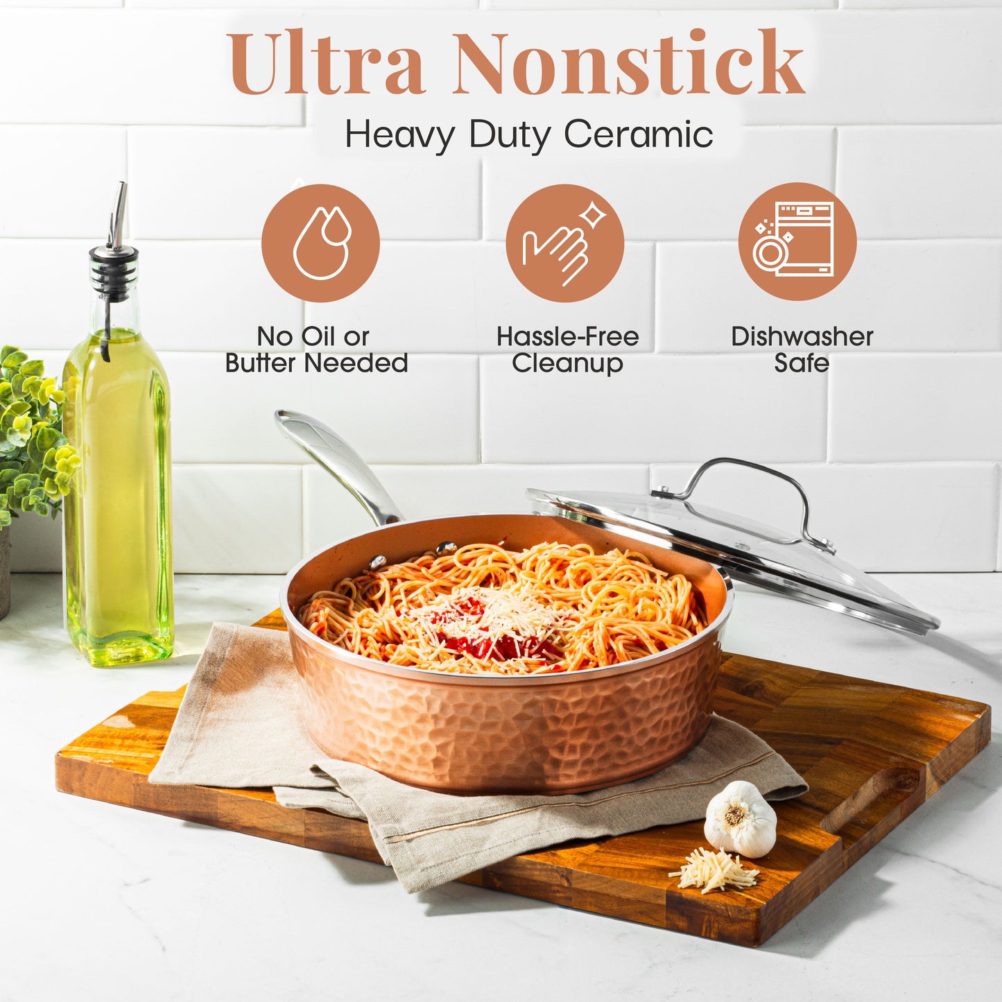 Hammered Copper Sauté Pan & Lid