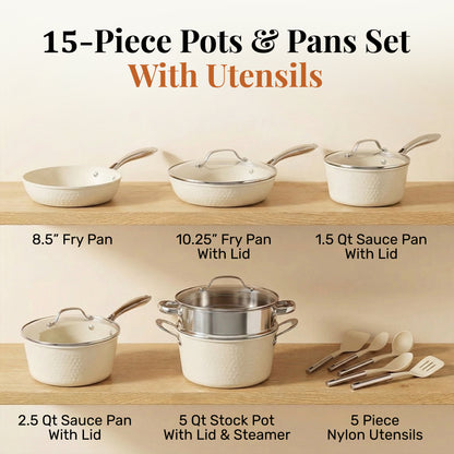 Hammered Cream Cookware Bundle
