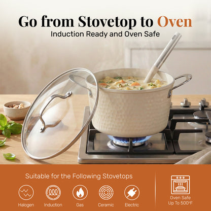 Hammered Cream Cookware Bundle