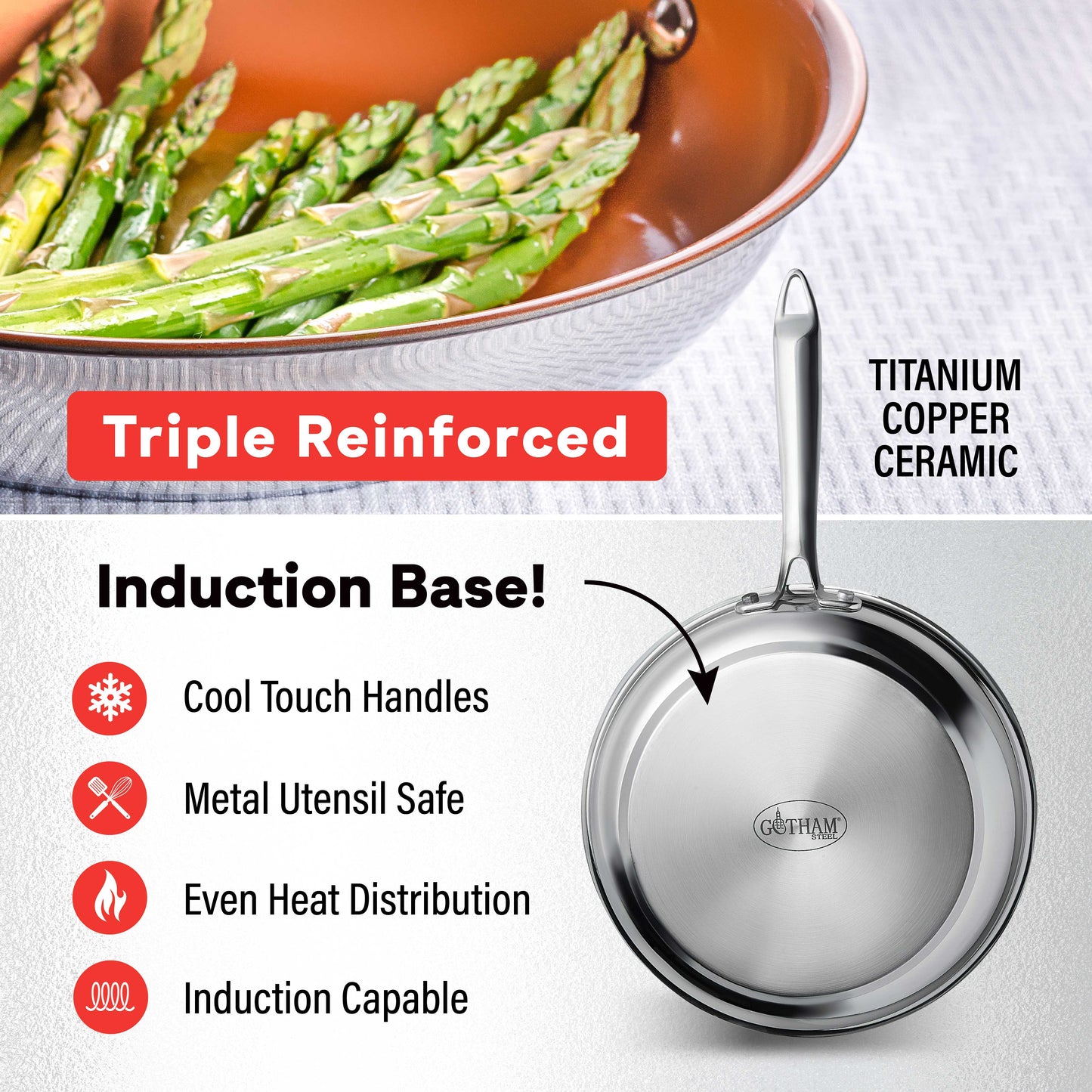 Stainless Steel & Ceramic Nonstick Fry Pan Set