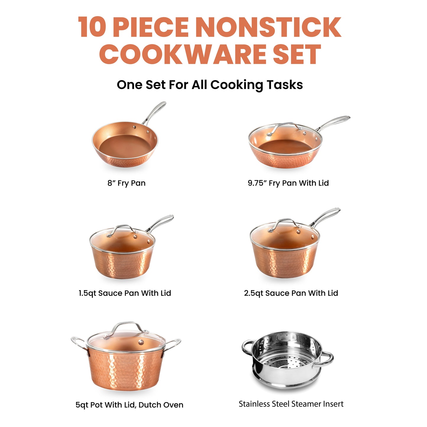Hammered Copper Cookware Set