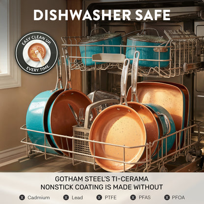 Gotham Steel 32 Pcs Cookware Set Bakeware and Food Storage Set Nonstick Pots and Pans Set