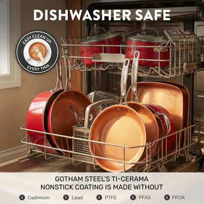 Gotham Steel 32 Pcs Cookware Set Bakeware and Food Storage Set Nonstick Pots and Pans Set