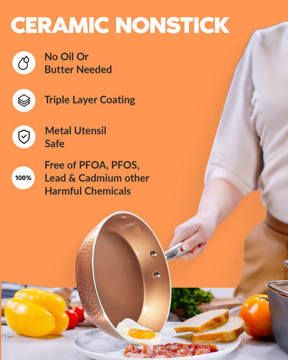 Hammered Copper 15-Piece Cookware and Bakeware Set