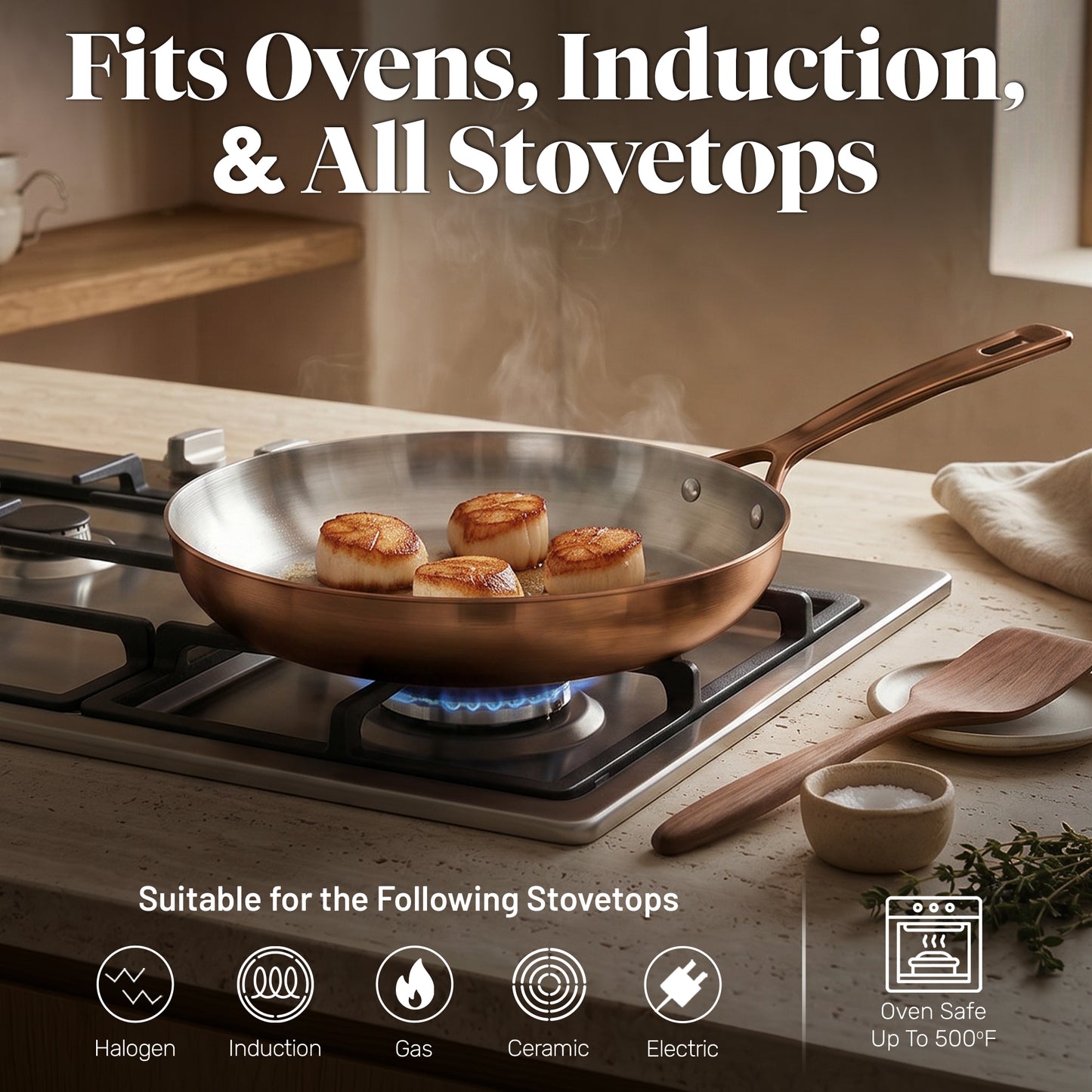 10" Tri-Ply Stainless Steel and Copper Fry Pan