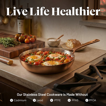 12 Piece Tri-Ply Stainless Steel and Copper Cookware Set