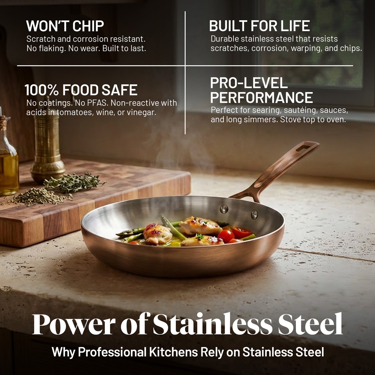 12 Piece Tri-Ply Stainless Steel and Copper Cookware Set