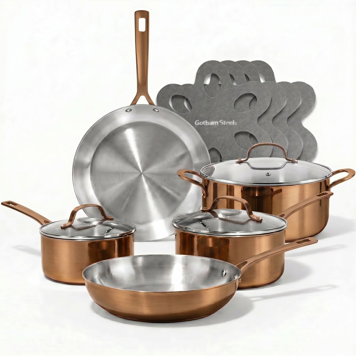 12 Piece Tri-Ply Stainless Steel and Copper Cookware Set
