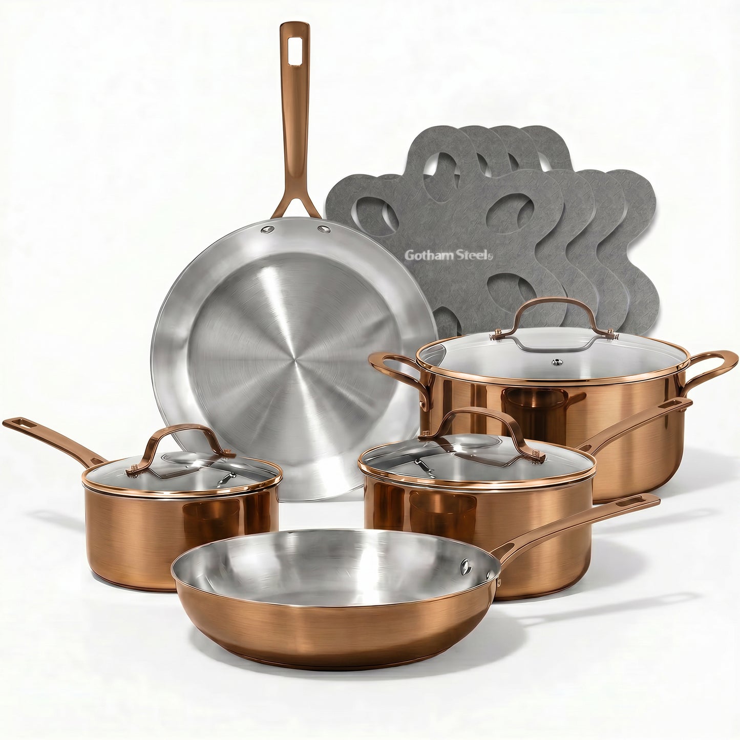 12 Piece Tri-Ply Stainless Steel and Copper Cookware Set