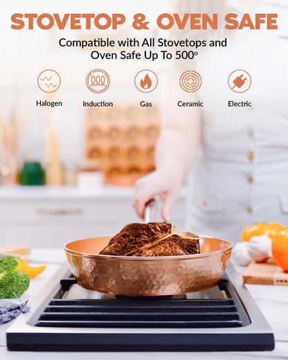 Hammered Copper 15-Piece Cookware and Bakeware Set