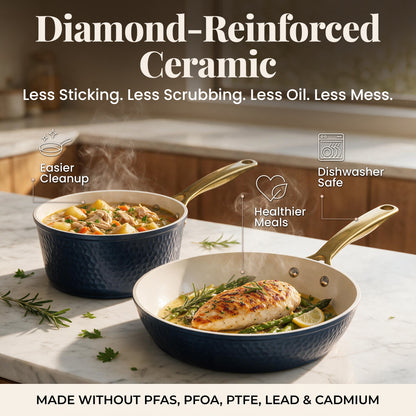 13pc Pro Hammered Natural Collection Cookware Set