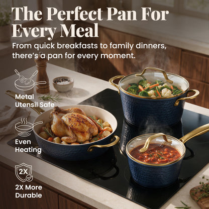 13pc Pro Hammered Natural Collection Cookware Set