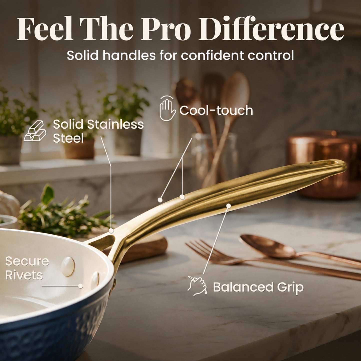 13pc Pro Hammered Natural Collection Cookware Set