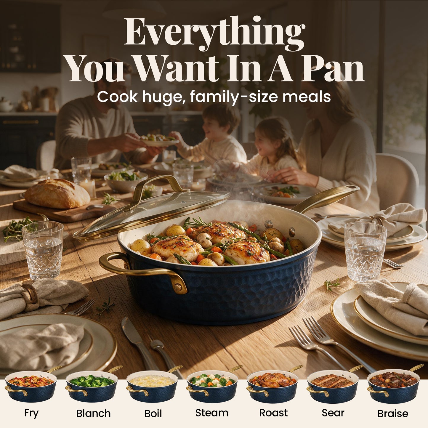13pc Pro Hammered Natural Collection Cookware Set