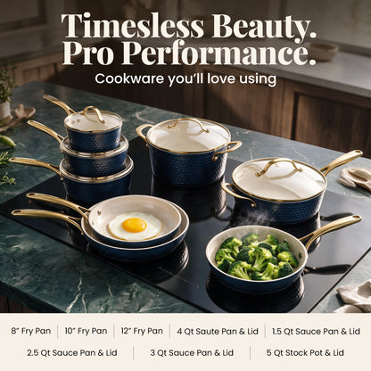 13pc Pro Hammered Natural Collection Cookware Set