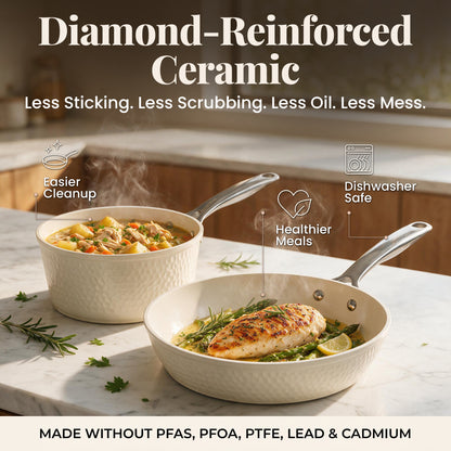 13pc Pro Hammered Natural Collection Cookware Set