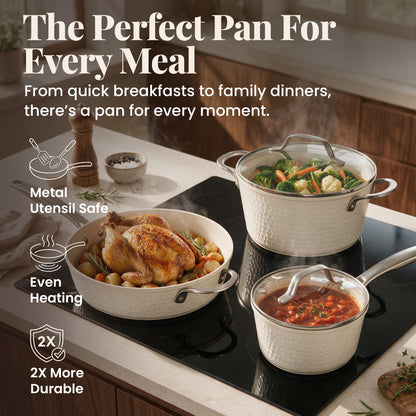 13pc Pro Hammered Natural Collection Cookware Set