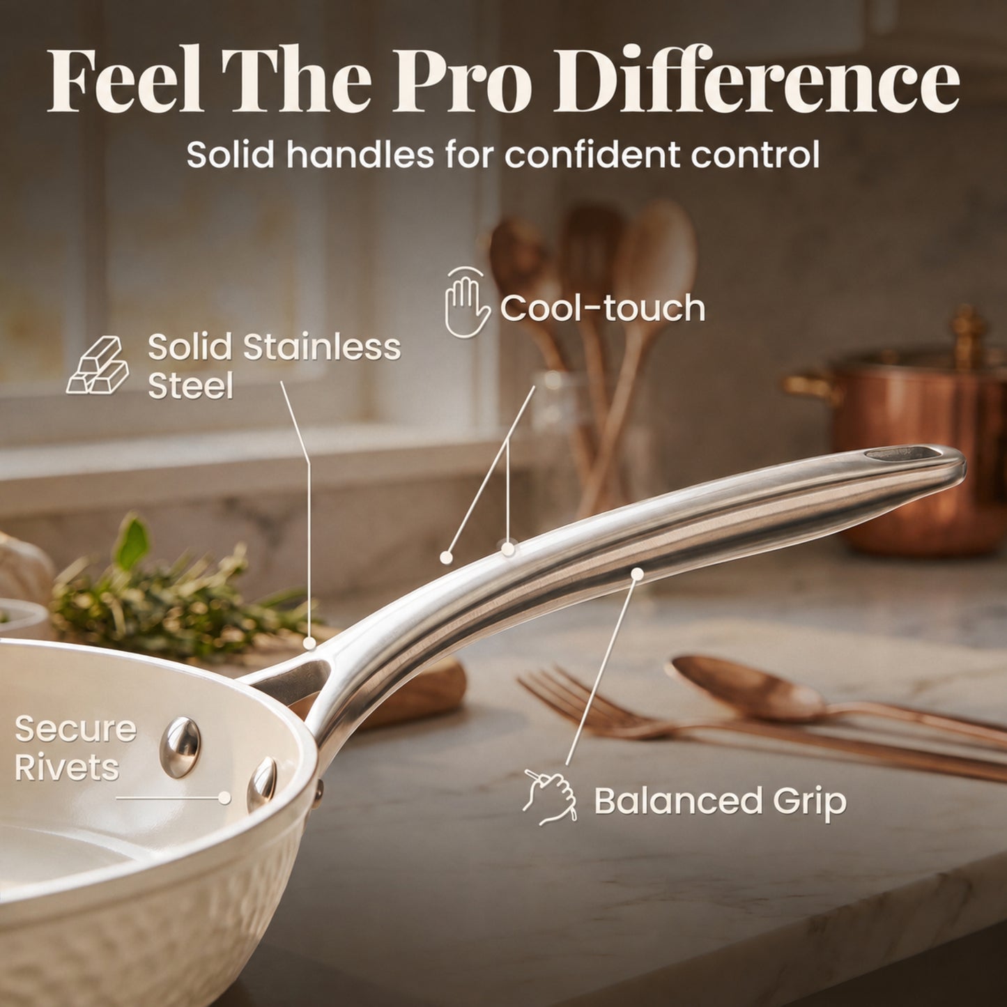 13pc Pro Hammered Natural Collection Cookware Set