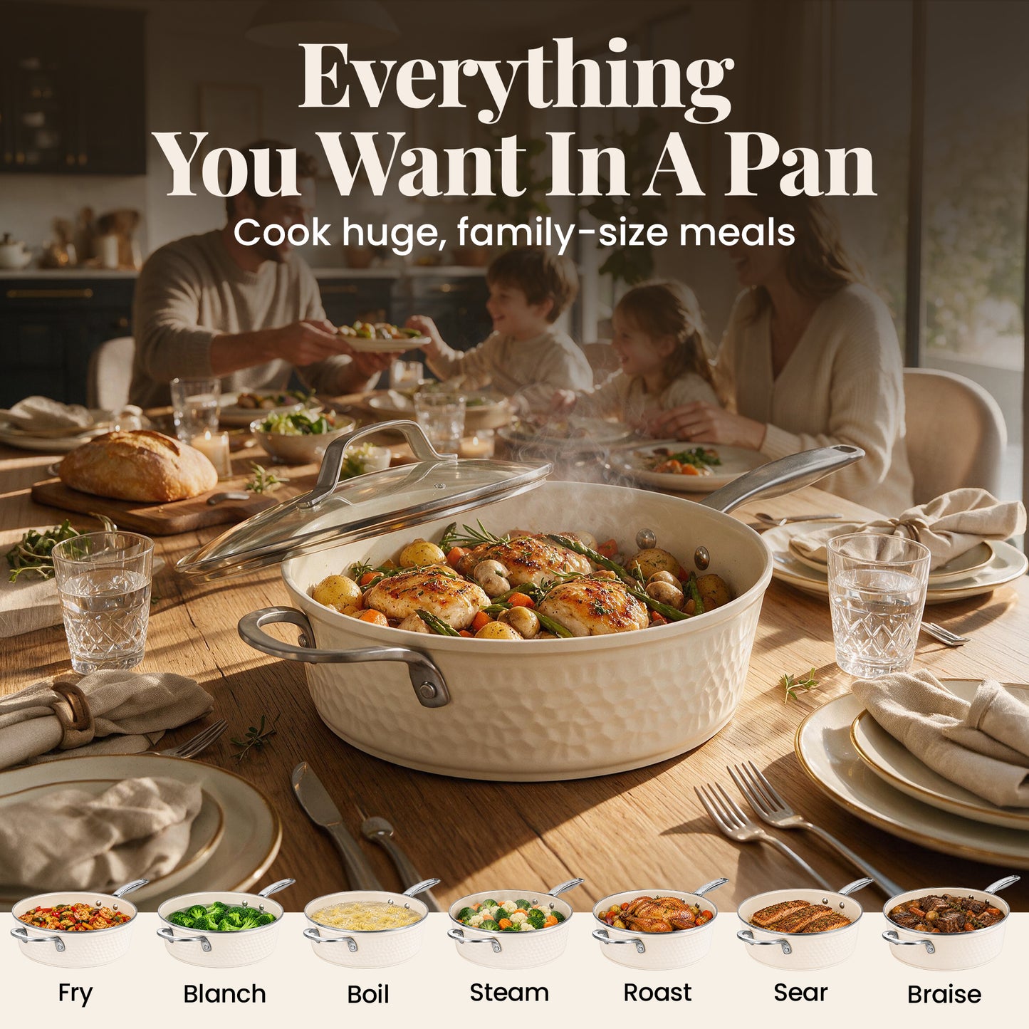13pc Pro Hammered Natural Collection Cookware Set