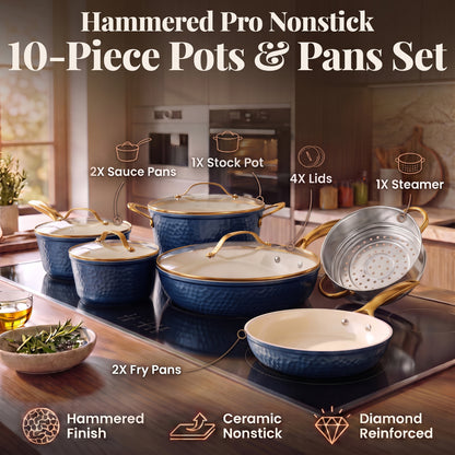 Pro Hammered Natural Collection Cookware Set