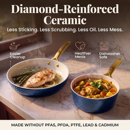 Pro Hammered Natural Collection Cookware Set