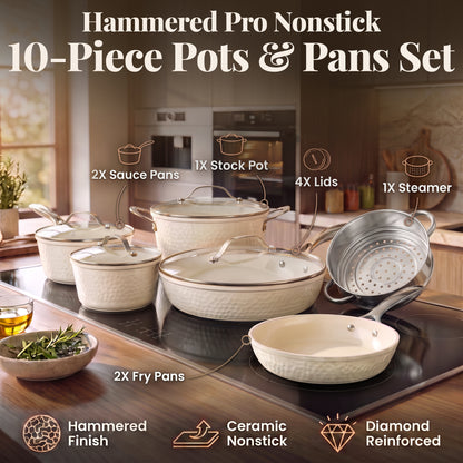 Pro Hammered Natural Collection Cookware Set