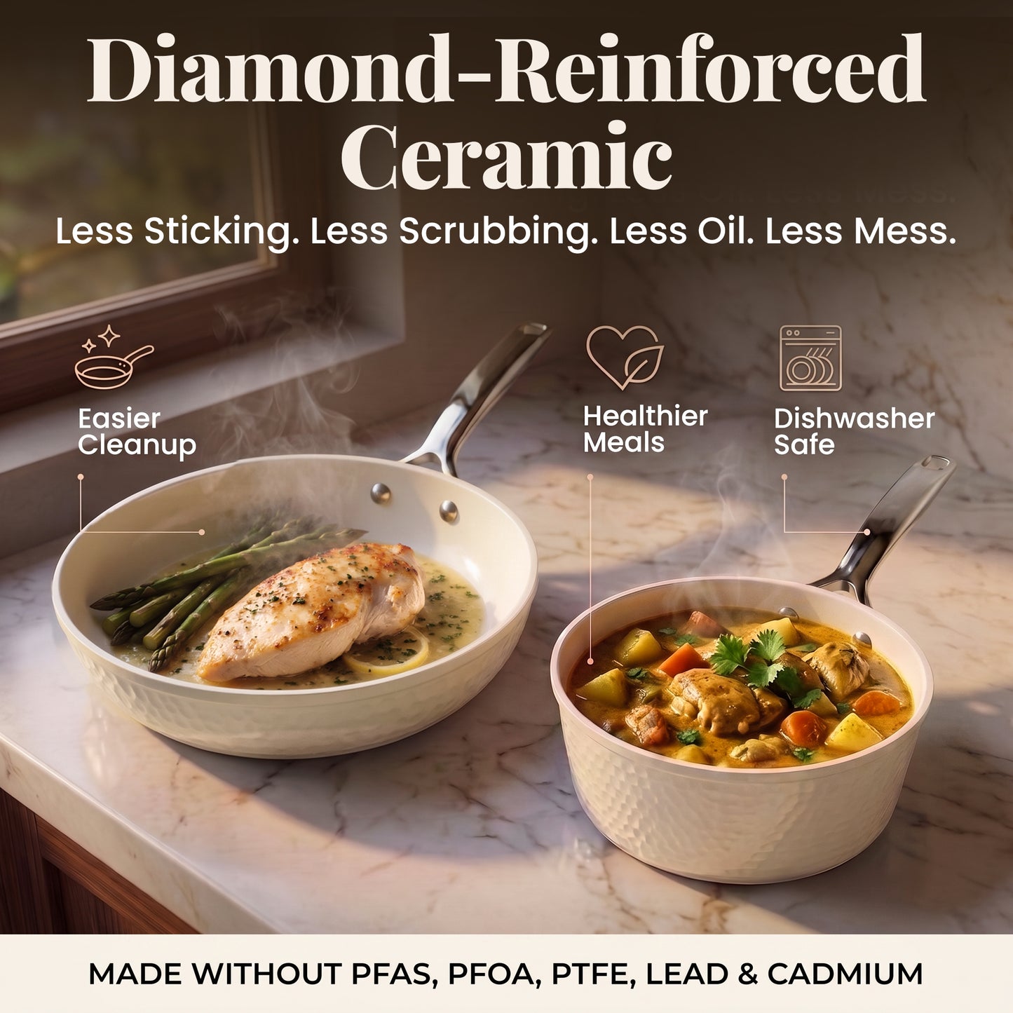 Pro Hammered Natural Collection Cookware Set