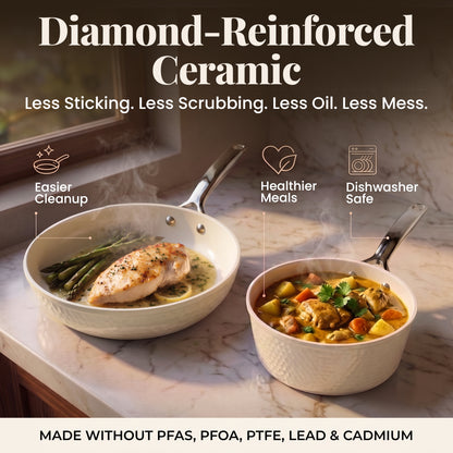 Pro Hammered Natural Collection Cookware Set