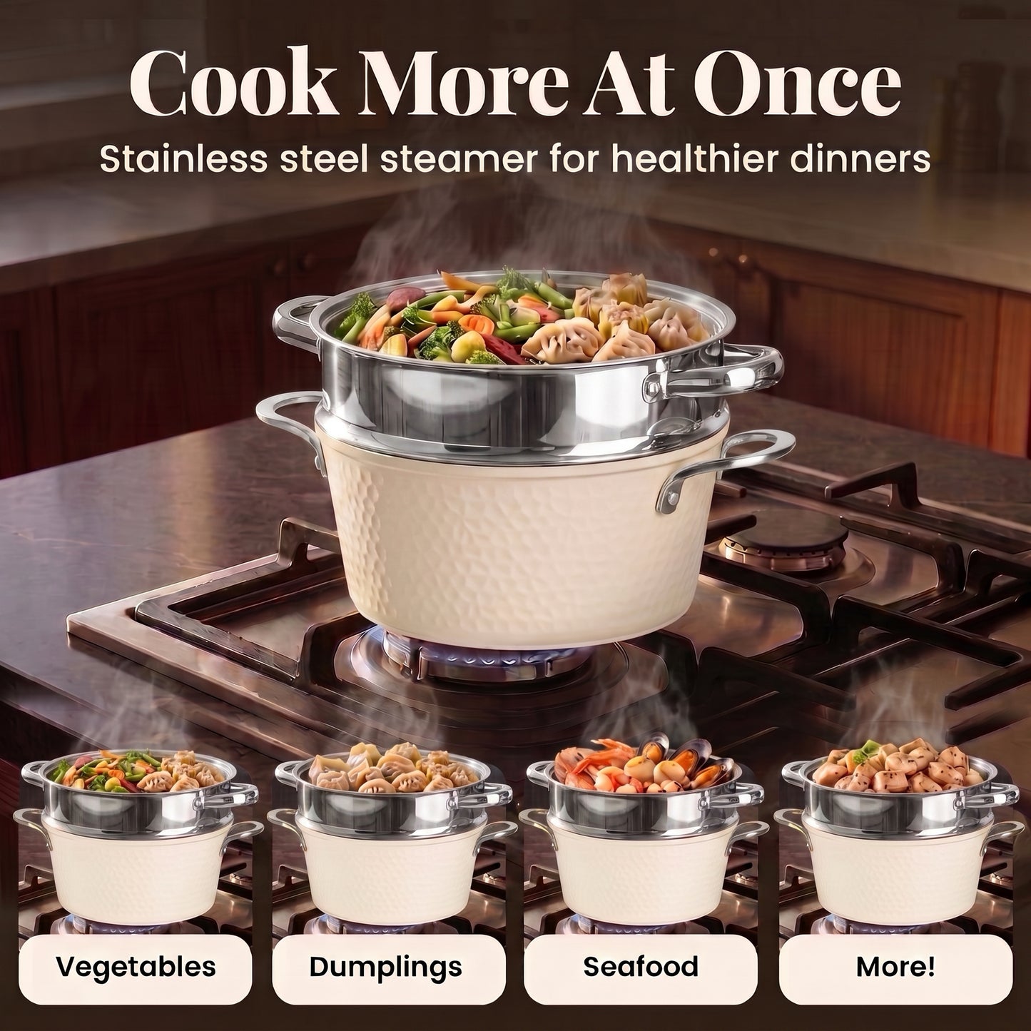 Pro Hammered Natural Collection Cookware Set