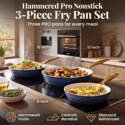 Pro Hammered Natural Collection Fry Pan Set