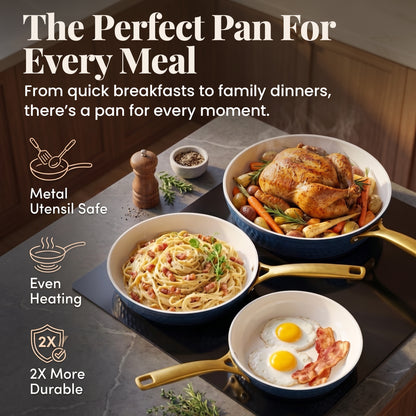 Pro Hammered Natural Collection Fry Pan Set