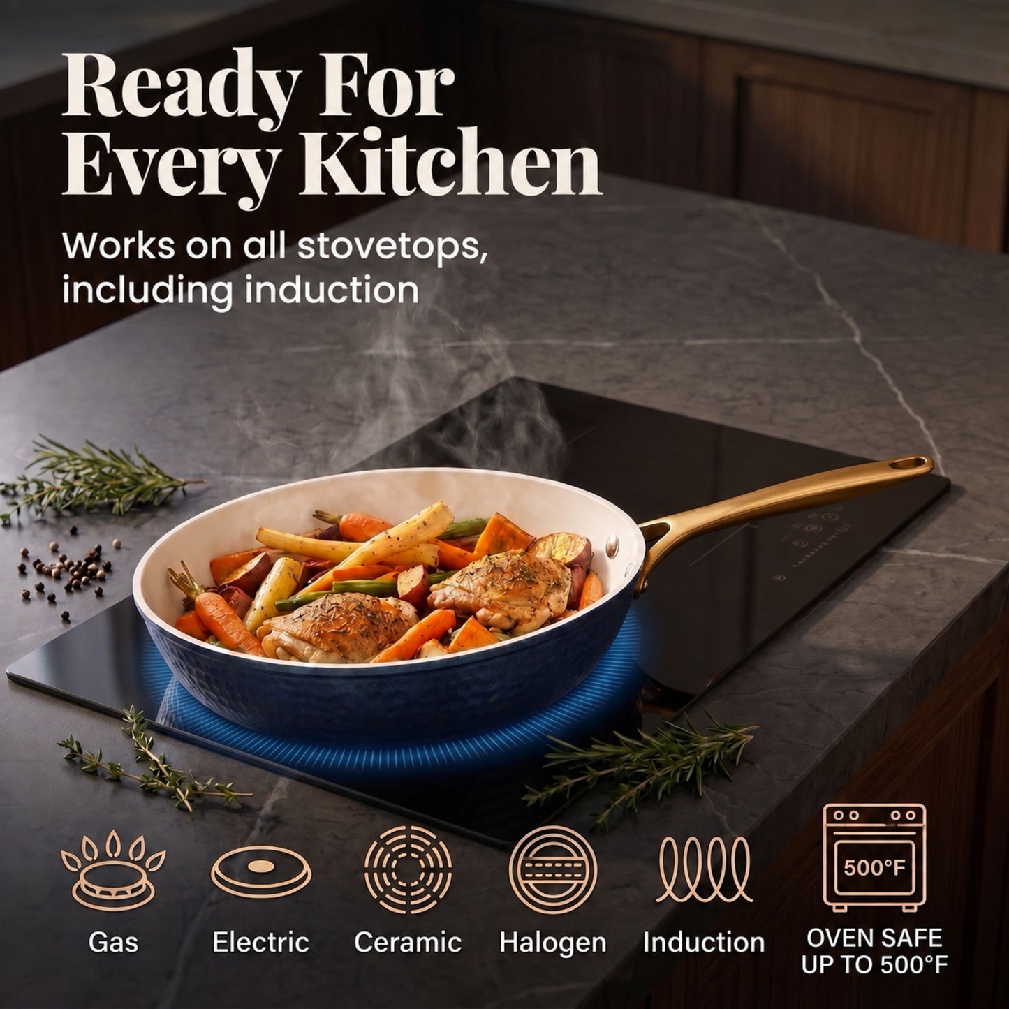 Pro Hammered Natural Collection Fry Pan Set