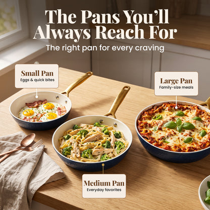 Pro Hammered Natural Collection Fry Pan Set