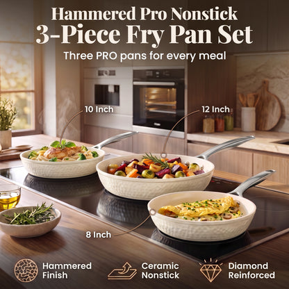 Pro Hammered Natural Collection Fry Pan Set