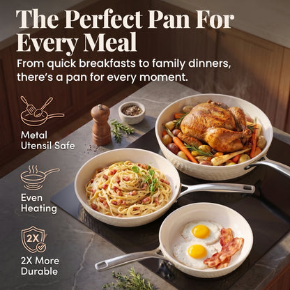 Pro Hammered Natural Collection Fry Pan Set