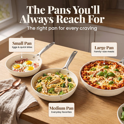 Pro Hammered Natural Collection Fry Pan Set