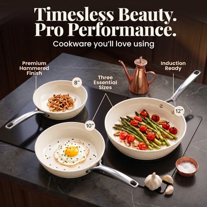 Pro Hammered Natural Collection Fry Pan Set