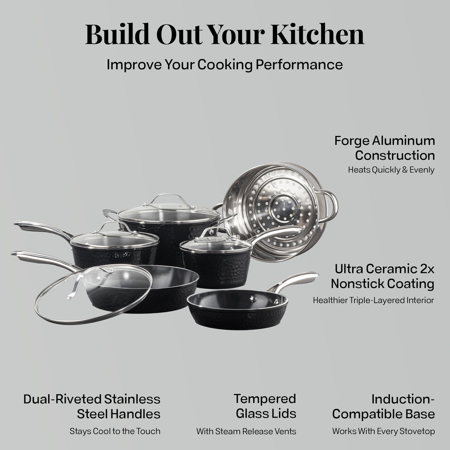 Hammered Ceramic Cookware Set