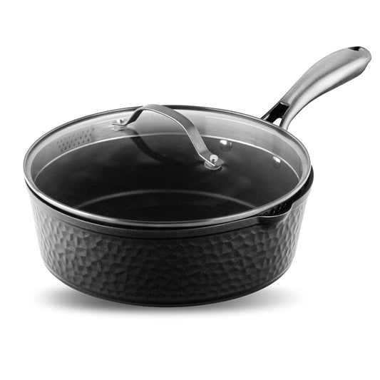 Hammered Black Sauté Pan & Lid