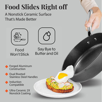 Hammered Black Sauté Pan & Lid